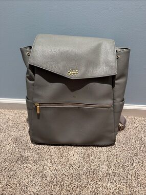 Freshly Picked Pebbled Leather Diaper Bag with Gold Accents